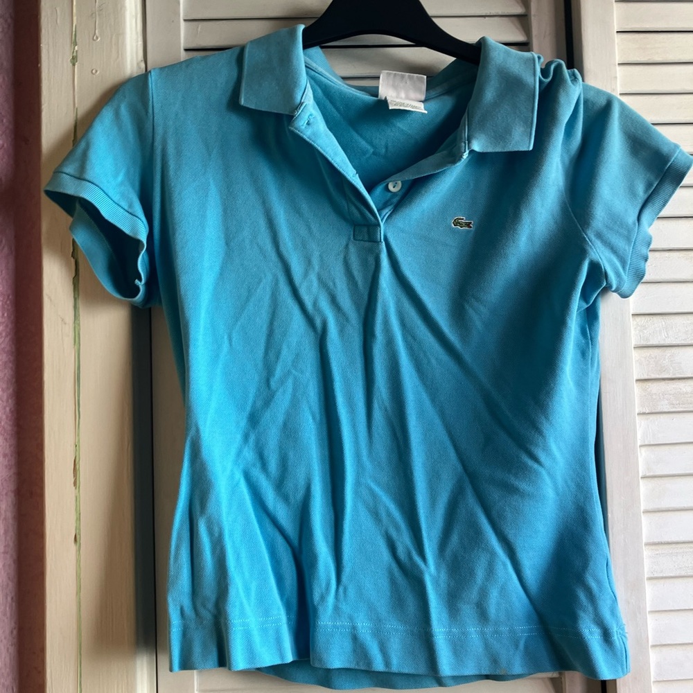 Adorable bright blue Lacoste polo
